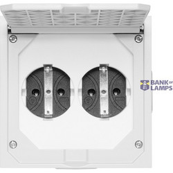 SCHUKO twin socket outlet with hinged lid, grey