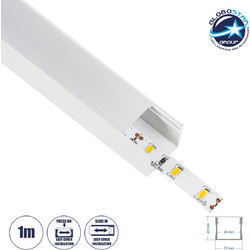 SURFACE-PROFILE 70868-1M Προφίλ Αλουμινίου - Βάση & Ψύκτρα Ταινίας Led με Λευκό Γαλακτερό Κάλυμμα - Επιφανειακή Χρήση - Πατητό Κάλυμμα - Λευκό - 1 Μέτρο - Μ100 x Π2.3 x Υ2cm Globostar