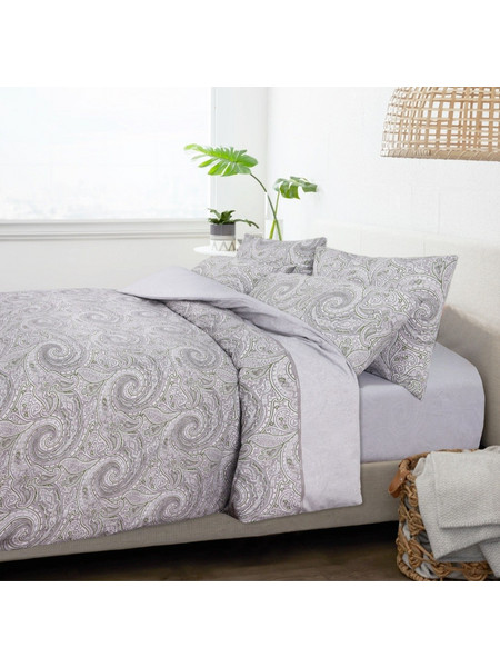 3190 Πάπλωμα 100% Βαμβάκι Percale 220x240 3 τεμ. Γκρι Υπέρδιπλο Nexttoo
