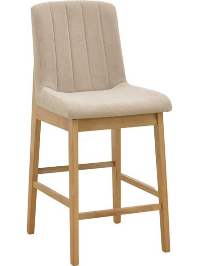 Σκαμπό μπαρ Dalby pakoworld sonoma rubberwood και μπεζ ύφασμα 50x45x102,5εκ
