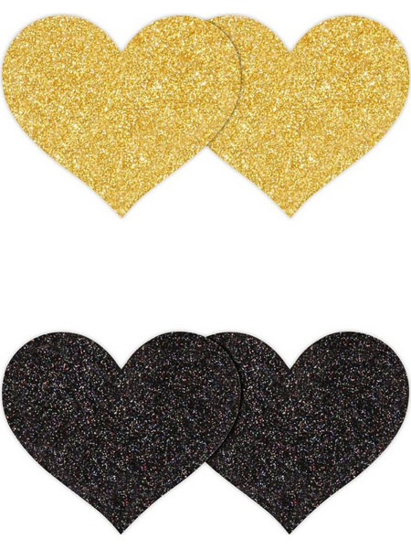 Καρδιές θηλών Glitter (Black and Gold)