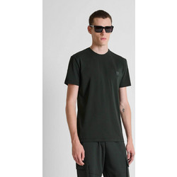 Antony Morato ανδρικό T-shirt με monogram patch Super Slim Fit - KS02731FA120033 Πράσινο Σκούρο