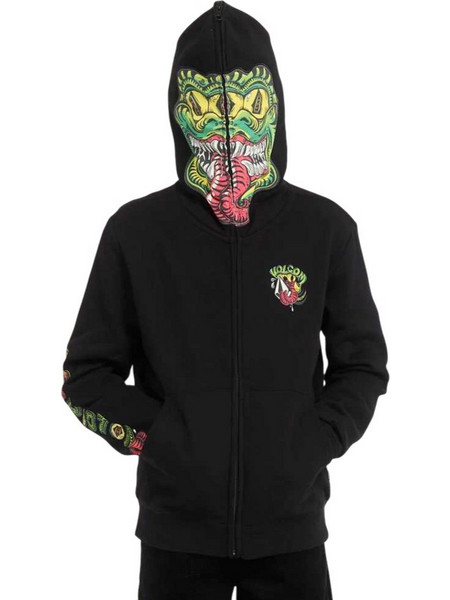 Volcom Snaky Παιδική Ζακέτα Fleece με Κουκούλα και Φερμουάρ Μαύρη C4832601-BLK