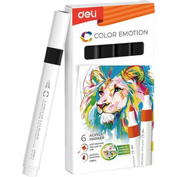 DELI ΜΑΡΚΑΔΟΡΟΣ ΣΧΕΔΙΟΥ ΑΚΡΥΛΙΚΟΣ COLOR EMOTION ΜΑΥΡΟ 6 ΤΕΜΑΧΙΑ