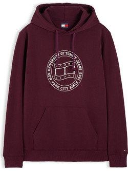 Tommy Jeans TJM Reg Crest Hoodie Ανδρικό Φούτερ με Κουκούλα Plum DM0DM23579-V11