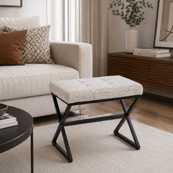 Σκαμπό (55x36x47) Spitishop Bouillon Beige/Black