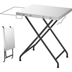 VEVOR Αναδιπλούμενος Τραπέζι Γκριλ 61x51 cm Κατασκήνωσης Προετοιμασίας Τραπέζια από Χάλυβα, Ελαφρύ & Συμπαγές για Πικνίκ BBQ Tailgating, 32 kg Ικανότητα, Εξωτερική Στήριξη Πίτσας με Ράφι Γκαράζ, Θήκη