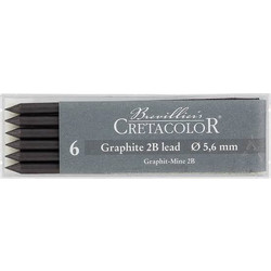 Μύτες μηχανικού μολυβιού 5,6mm cretacolor 6 Graphite Lead 2B 26182