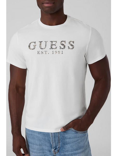 GUESS SS BSC GUESS TEXTURED LOGO TEE ΜΠΛΟΥΖΑ ΑΝΔΡΙΚΟ M6BI73K6674-G018 White