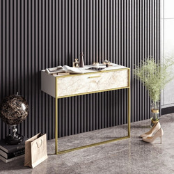Sideboard Polka - White Gold, White Melamine Coated Particle Board