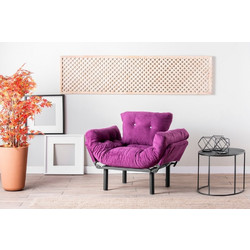 Wing Chair Nitta Single Purple Fabric: Polyester Fabric 95x70x85 cm