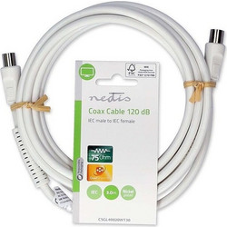 Nedis Καλώδιο Κεραίας Coax Male to Coax Female 3m White CSGL40020WT30