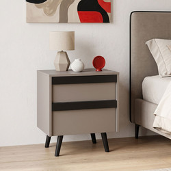 Κομοδίνο Nectra pakoworld taupe με μαύρο 50x40x56εκ 225-000118
