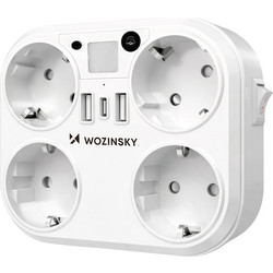 Πολύπριζο WRS-2B, 4x AC, 2x USB-A, 1x USB-C, 4000 W με Λάμπα, Λευκό