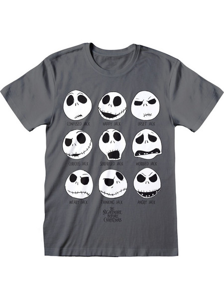 Unisex Μπλούζα με Κοντό Μανίκι The Nightmare Before Christmas Many Faces Σκούρο γκρίζο