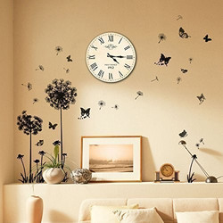 Walplus Dandelion Butterflies and 1912 Wall Clock Art (4X-JF61-QE02)