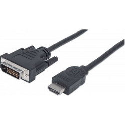 Manhattan Καλώδιο HDMI Male to DVI-D Male 1m Black