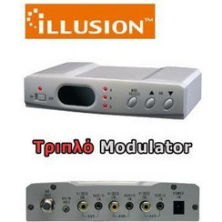 ILLUSION MOD-ILL3UD Τριπλός Διαμορφωτής (Modulator) Εικόνας και Ήχου μπάντας UHF με LED Display