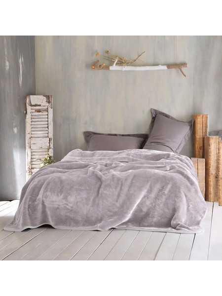 Κουβέρτα βελουτέ Υ/Δ (220Χ240) VELOUR ΜΠΕΖ, RYTHMOS HOME