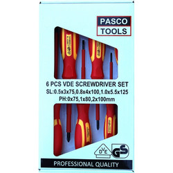 PASCO TOOLS Σετ VDE 1000V 6τεμ Ηλεκτρολογικά κατσαβίδια