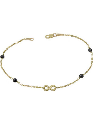 Χρυσό βραχιόλι Κ18 με το άπειρο και black diamonds 032180 032180 Χρυσός 18 Καράτια