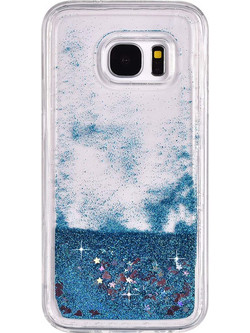 Samsung Galaxy S7 Edge - Silicone Case Quicksand Stars Rhinestone Case- Blue (oem)