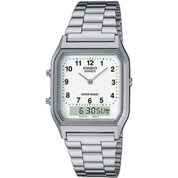 Casio Ανδρικό Ρολόι Χρονογράφος με Ασημί Μεταλλικό Μπρασελέ AQ-230A-7BMQYES