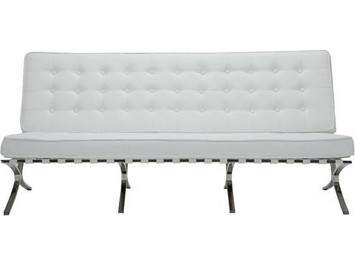 Woodwell Barcelona Τριθέσιος Καναπές από Δερματίνη Λευκός 184x83x84cm Ε968,31