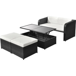 vidaXL Σετ Σαλόνι Κήπου Rattan 4τμχ Μαύρο 42481