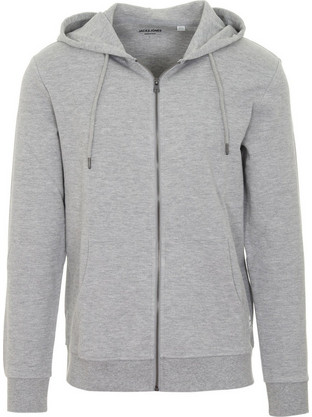 Jack & Jones Ανδρική Ζακέτα Φούτερ με Κουκούλα και Φερμουάρ Γκρι 12181901