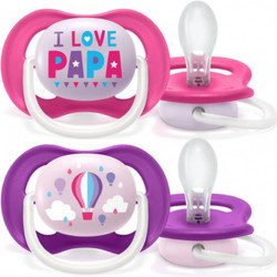 Philips Avent Ultra Air Ανατομικές Ορθοδοντικές Πιπίλες Σιλικόνης 6-18m Papa Ροζ 2τμχ