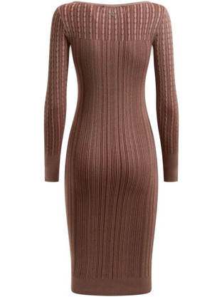 Guess Alexia Midi Καθημερινό Φόρεμα Πλεκτό Σοκολατί W2YK51Z30I2-F14V