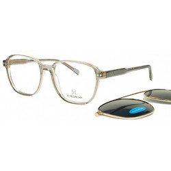 Eyecroxx EC622 Ανδρικός Σκελετός Γυαλιών Οράσεως με Clip-On Κοκάλινος Διαφανές