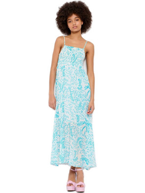 Funky Buddha Midi Καλοκαιρινό Καθημερινό Φόρεμα Γαλάζιο FBL007-124-13