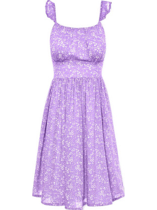 Funky Buddha Mini Καλοκαιρινό Καθημερινό Φόρεμα Floral Λιλά FBL007-125-13