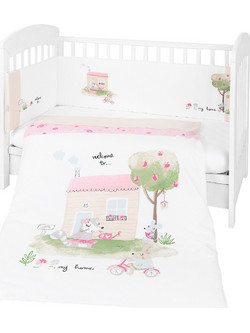 KikkaBoo My Home Σετ Κούνιας 70x140cm Pink/White 3τμχ