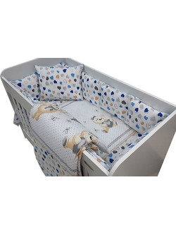 Beboulino Bear Hearts Σετ Κούνιας 60x120cm Blue 5τμχ