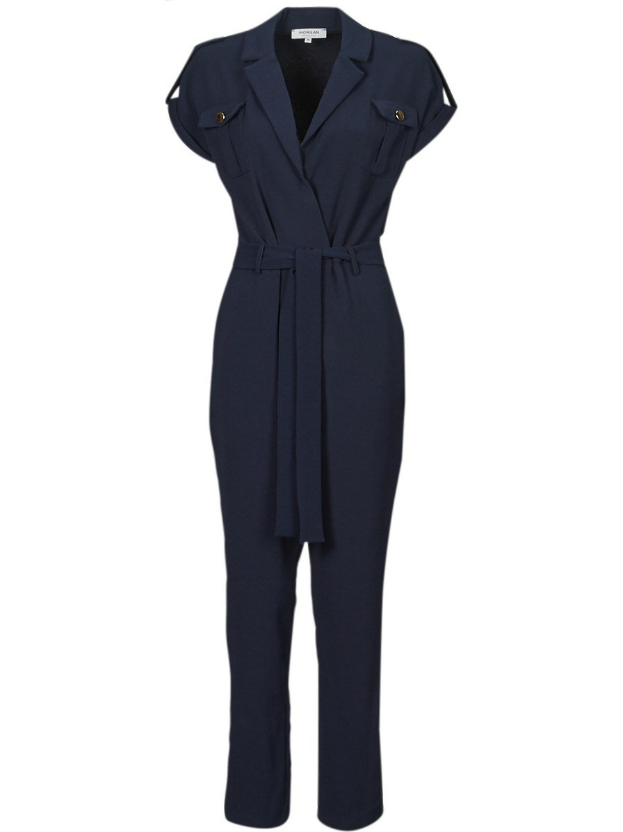 Morgan Psafa Γυναικεία Ολόσωμη Φόρμα Κοντομάνικη Navy Μπλε 231-PSAFA-MARINE