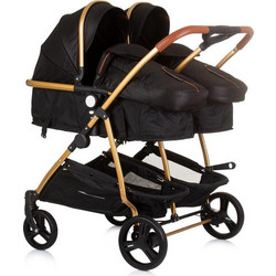 Chipolino Duo Smart Καρότσι για Δίδυμα Obsidian Gold Frame