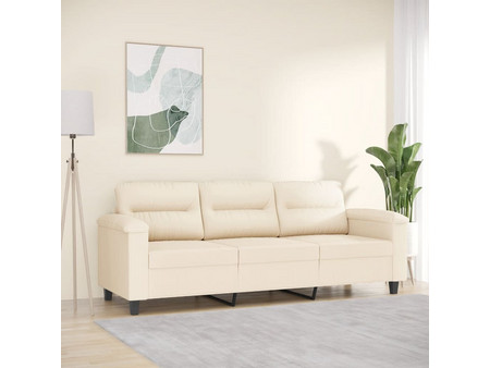 vidaXL Τριθέσιος Καναπές Microfiber Μπεζ 210x77x80cm 359572