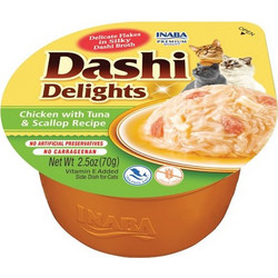 Inaba Dashi Delights with Chicken, Tuna & Scallop 70gr