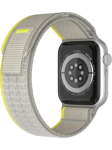 Sonique Nylon Loop Λουράκι Υφασμάτινο Grey / Yellow (Apple Watch 42 / 44 / 45 / 49mm)