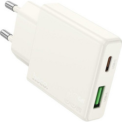Hoco N45 Φορτιστής χωρίς Καλώδιο με Θύρα USB-A & Θύρα USB-C 30W Quick Charge 3.0 & Power Delivery White
