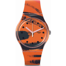 Swatch Γυναικείο Ρολόι με Πορτοκαλί Καουτσούκ Λουράκι SUOZ362