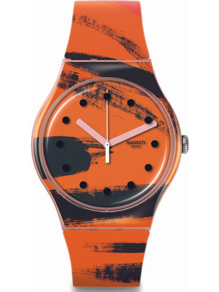 Swatch Γυναικείο Ρολόι με Πορτοκαλί Καουτσούκ Λουράκι SUOZ362