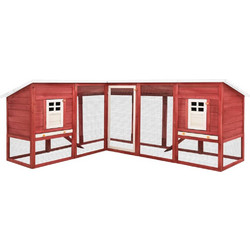 vidaXL Κλουβί για Κουνέλια Κόκκινο 250x192x105cm