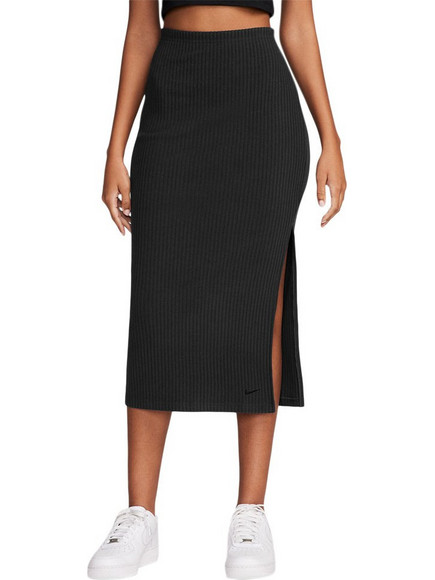 Nike Μίντι Φούστα Πλεκτή Ψηλόμεση Pencil Μαύρη FQ1636-010