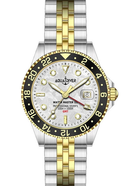Aquadiver Water Master III Ανδρικό Ρολόι με Ασημί Χρυσό Μεταλλικό Μπρασελέ SS23156G25