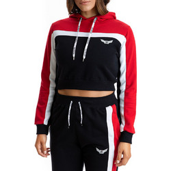Evolution Body Γυναικείο Αθλητικό Crop Top με Κουκούλα Μαύρο Κόκκινο 2330R