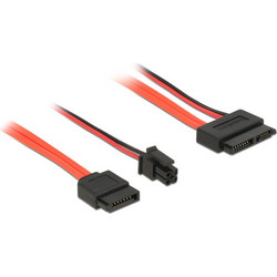 DeLOCK 84848 Καλώδιο Σκληρού Δίσκου 7+4-Pin SATA III to 7-Pin SATA III 0.3m Red